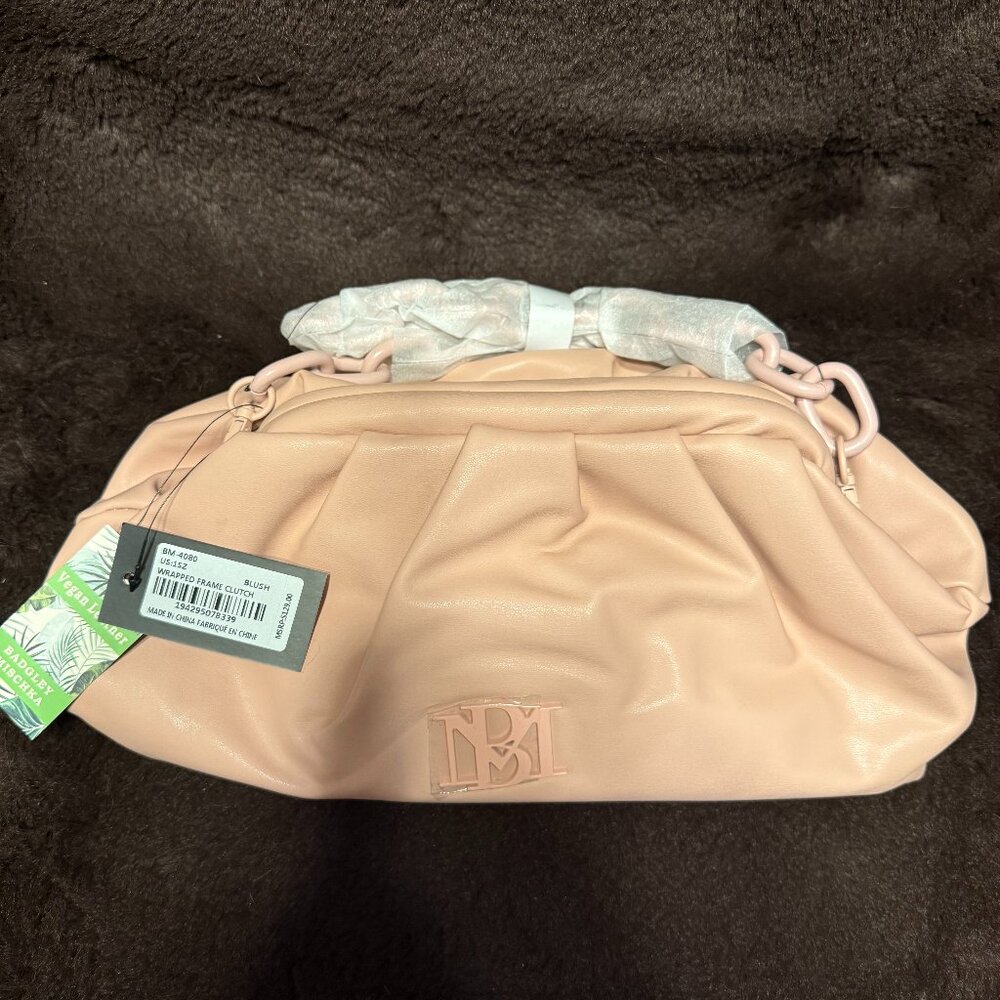 Badgley Mischka Vegan Leather Pink Blush Clutch Purse NWT